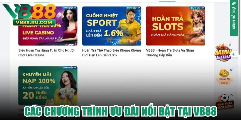 Các chương trình ưu đãi nổi bật tại VB88 Các chương trình ưu đãi nổi bật tại VB88